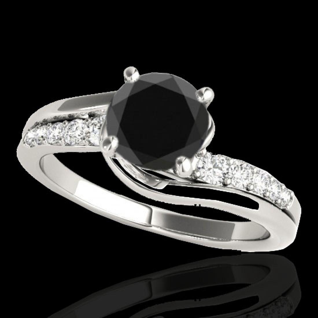1.31 CTW Certified VS Black Diamond Bypass Solitaire: 35118 - REF-57Y8X ---- 1.31 CTW Certified VS Black Diamond Bypass Solitaire Ring 10K White Gold ---- Luxury Designer Brand Ring Appraised at $3,500 Certificate Number US35118 10k White gold, Ring Size