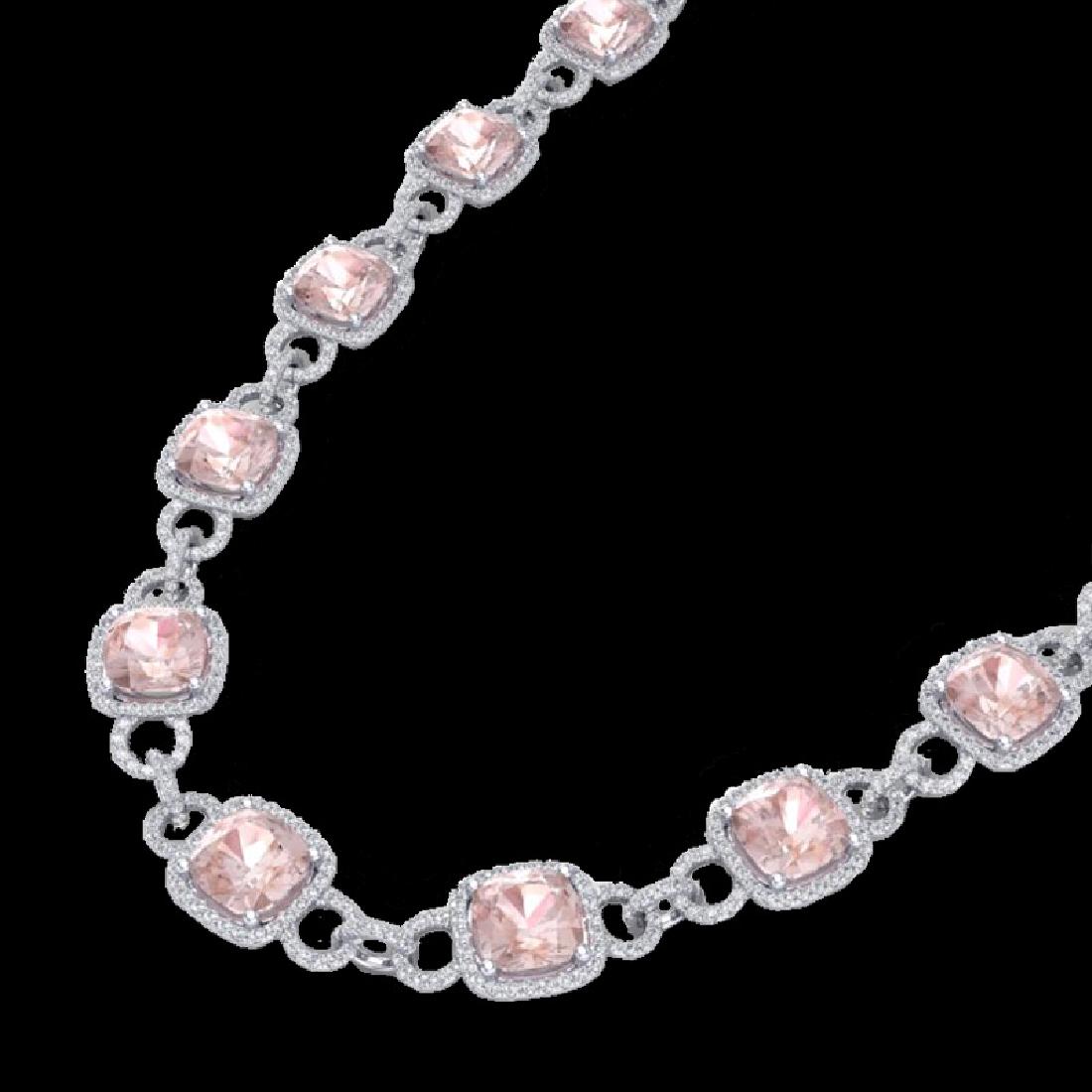 49 CTW Morganite & Micro VS/SI Diamond Eternity: 23046 - REF-1150R9K ---- 49 CTW Morganite & Micro VS/SI Diamond Eternity Necklace 14K White Gold ---- Luxury Designer Brand Necklace Appraised at $82,300 Certificate Number US23046 14k White gold, Nec