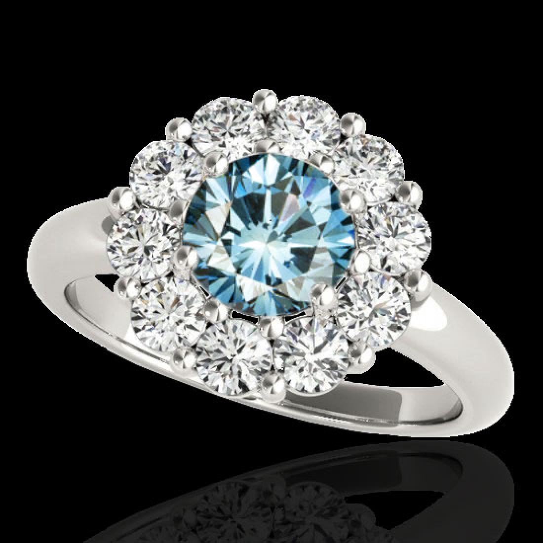 2.85 CTW SI Certified Fancy Blue Diamond Solitaire Halo: 34437 - REF-309H3M ---- 2.85 CTW SI Certified Fancy Blue Diamond Solitaire Halo Ring 10K White Gold ---- Luxury Designer Brand Ring Appraised at $20,400 Certificate Number US34437 10k White gold, Ring