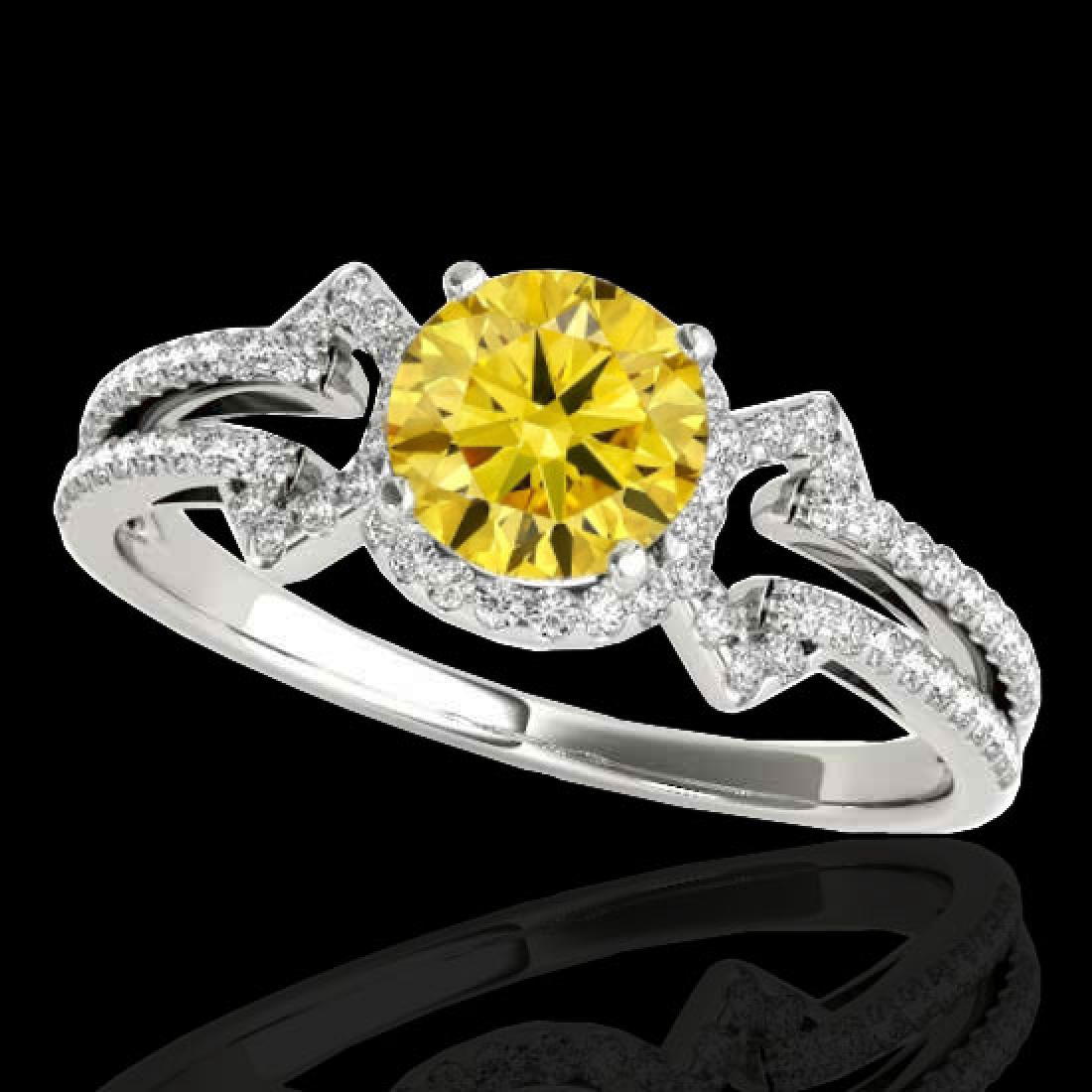 1.36 CTW Certified SI/I Fancy Intense Yellow Diamond: 35329 - REF-169N3A ---- 1.36 CTW Certified SI/I Fancy Intense Yellow Diamond Solitaire Ring 10K White Gold ---- Luxury Designer Brand Ring Appraised at $11,150 Certificate Number US35329 10k White gol