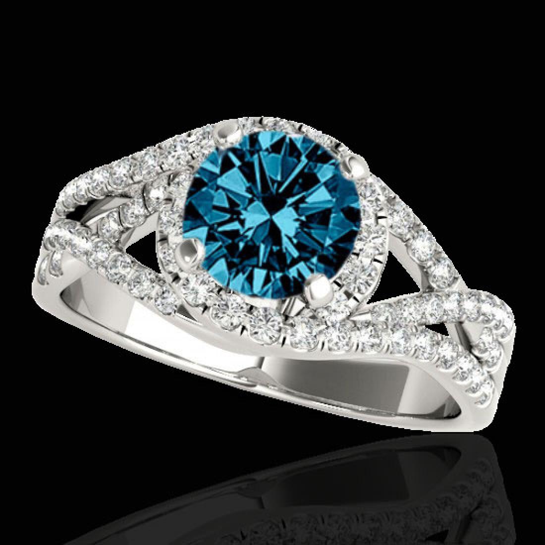 2 CTW SI Certified Fancy Blue Diamond Solitaire Halo: 33844 - REF-263X6R ---- 2 CTW SI Certified Fancy Blue Diamond Solitaire Halo Ring 10K White Gold ---- Luxury Designer Brand Ring Appraised at $17,400 Certificate Number US33844 10k White gold, Ring Si
