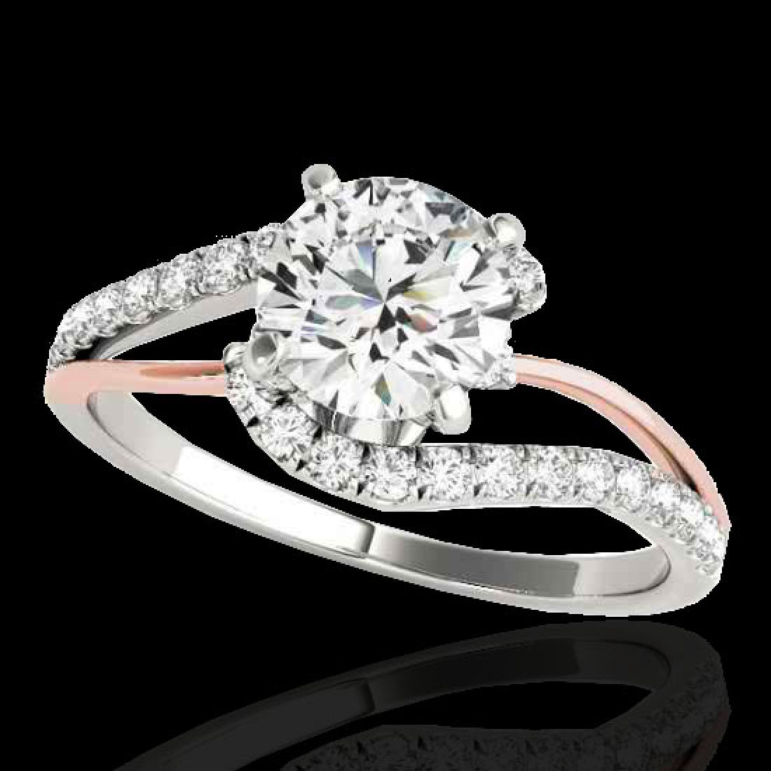 1.35 CTW H-SI/I Certified Diamond Bypass Solitaire Ring: 35105 - REF-167A3V ---- 1.35 CTW H-SI/I Certified Diamond Bypass Solitaire Ring 10K White & Rose Gold ---- Luxury Designer Brand Ring Appraised at $9,200 Certificate Number US35105 10k White & Rose go