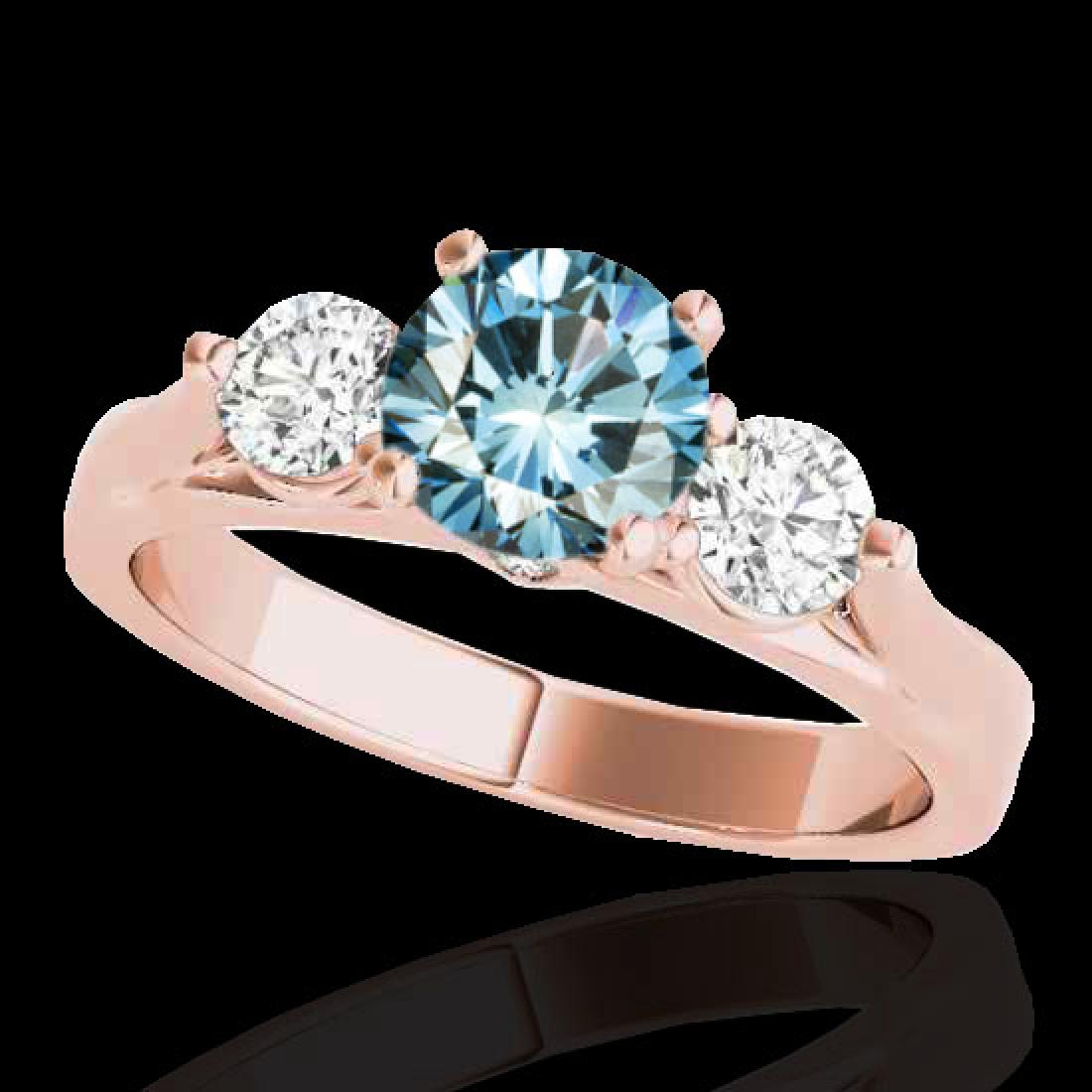 1.50 CTW SI Certified Fancy Blue Diamond 3 Stone: 35373 - REF-180R2K ---- 1.50 CTW SI Certified Fancy Blue Diamond 3 Stone Solitaire Ring 10K Rose Gold ---- Luxury Designer Brand Ring Appraised at $10,900 Certificate Number US35373 10k Rose gold, Rin