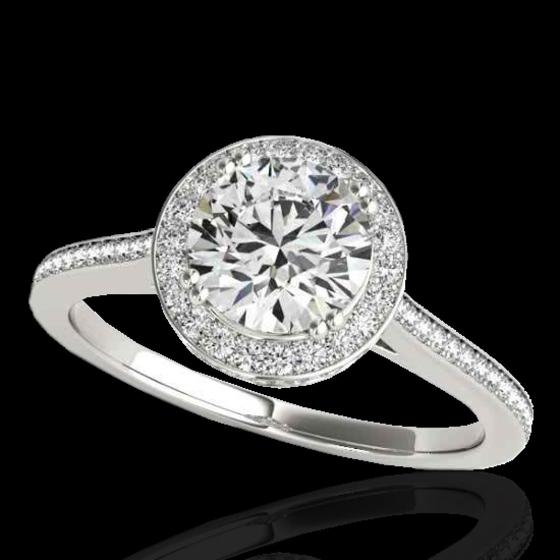 1.55 CTW H-SI/I Certified Diamond Solitaire Halo Ring: 33526 - REF-250Y9X ---- 1.55 CTW H-SI/I Certified Diamond Solitaire Halo Ring 10K White Gold ---- Luxury Designer Brand Ring Appraised at $13,800 Certificate Number US33526 10k White gold, Ring Size i