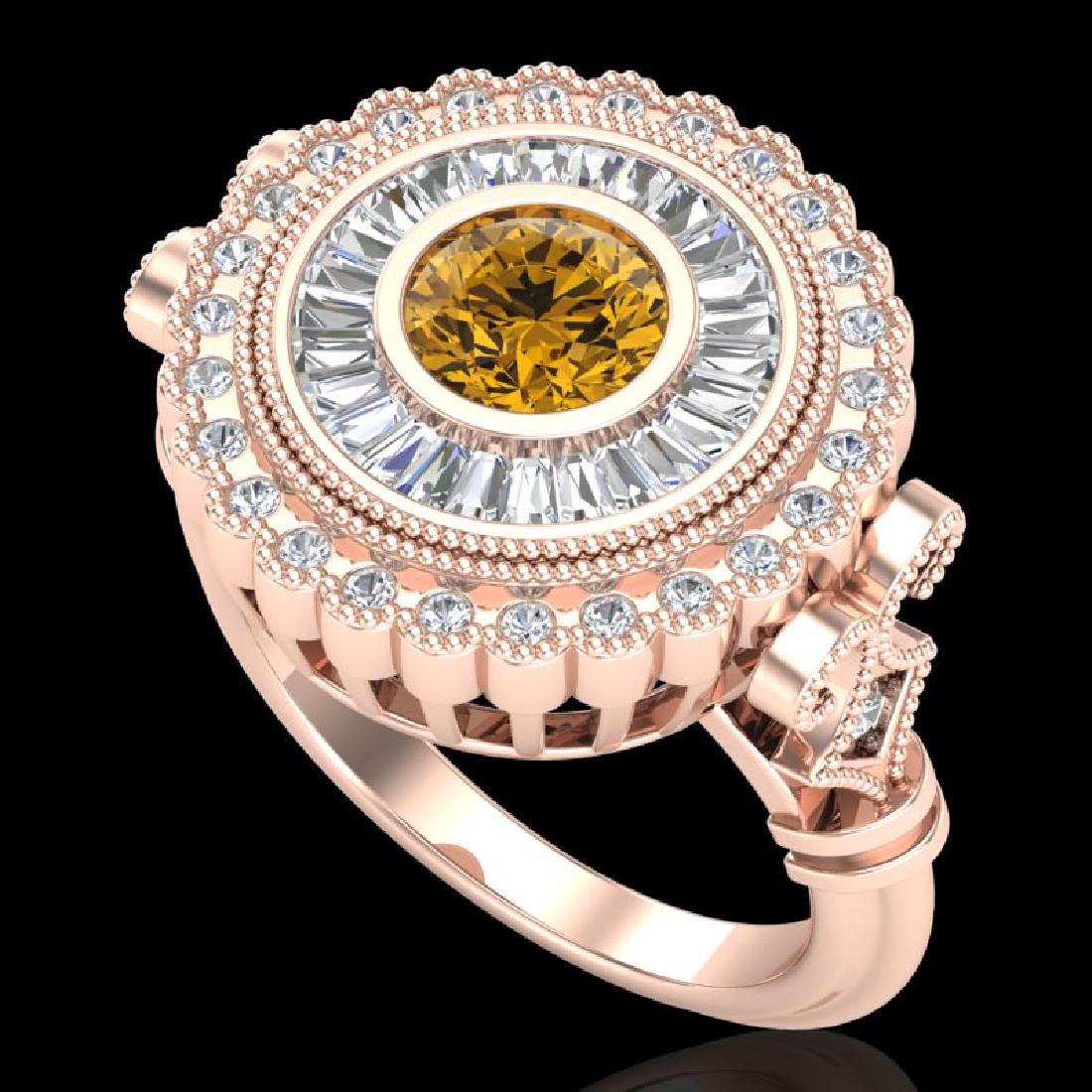 2.03 CTW Intense Fancy Yellow Diamond Engagement Art: 37904 - REF-245R5K ---- 2.03 CTW Intense Fancy Yellow Diamond Engagement Art Deco Ring 18K Rose Gold ---- Luxury Designer Brand Ring Appraised at $14,850 Certificate Number US37904 18k Rose gold, Ring