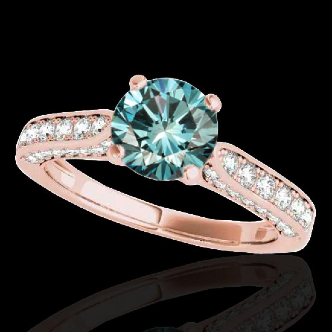 1.60 CTW SI Certified Fancy Blue Diamond Solitaire Ring: 34922 - REF-180W2H ---- 1.60 CTW SI Certified Fancy Blue Diamond Solitaire Ring 10K Rose Gold ---- Luxury Designer Brand Ring Appraised at $10,900 Certificate Number US34922 10k Rose gold, Ring Size i
