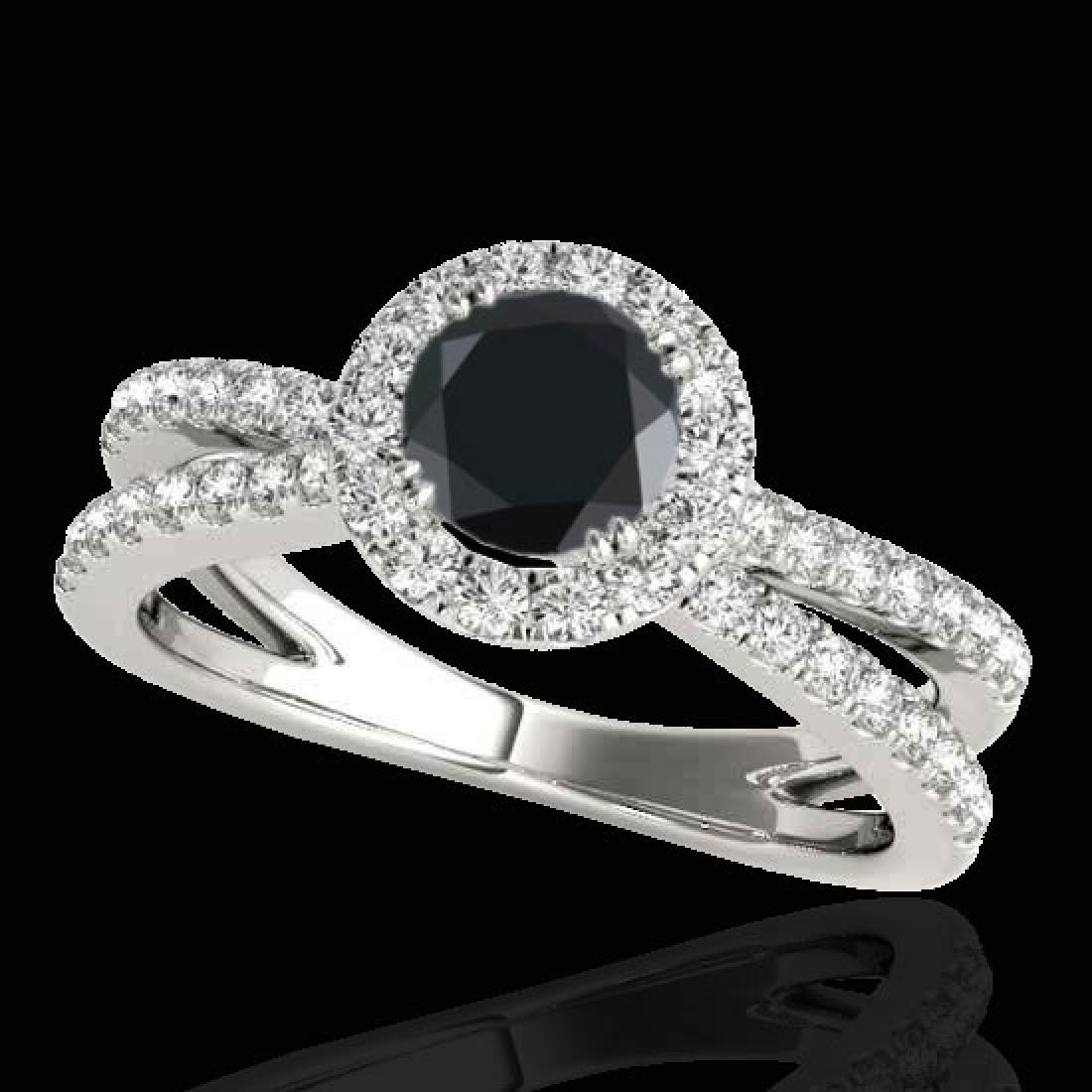 2 CTW Certified VS Black Diamond Solitaire Halo Ring: 33858 - REF-99K3W ---- 2 CTW Certified VS Black Diamond Solitaire Halo Ring 10K White Gold ---- Luxury Designer Brand Ring Appraised at $6,550 Certificate Number US33858 10k White gold, Ring Size is 7