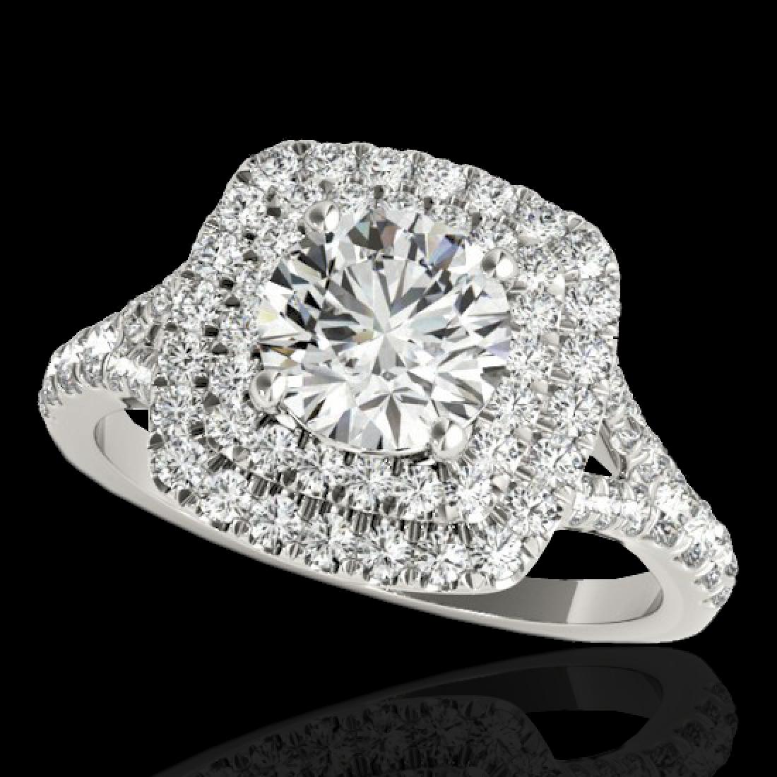 1.60 CTW H-SI/I Certified Diamond Solitaire Halo Ring: 33358 - REF-216N4A ---- 1.60 CTW H-SI/I Certified Diamond Solitaire Halo Ring 10K White Gold ---- Luxury Designer Brand Ring Appraised at $11,900 Certificate Number US33358 10k White gold, Ring Size i