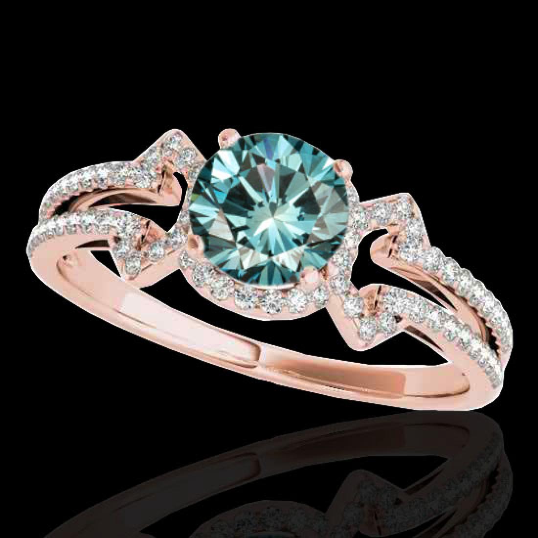 1.36 CTW SI Certified Fancy Blue Diamond Solitaire Ring: 35328 - REF-169Y3X ---- 1.36 CTW SI Certified Fancy Blue Diamond Solitaire Ring 10K Rose Gold ---- Luxury Designer Brand Ring Appraised at $10,250 Certificate Number US35328 10k Rose gold, Ring Size i