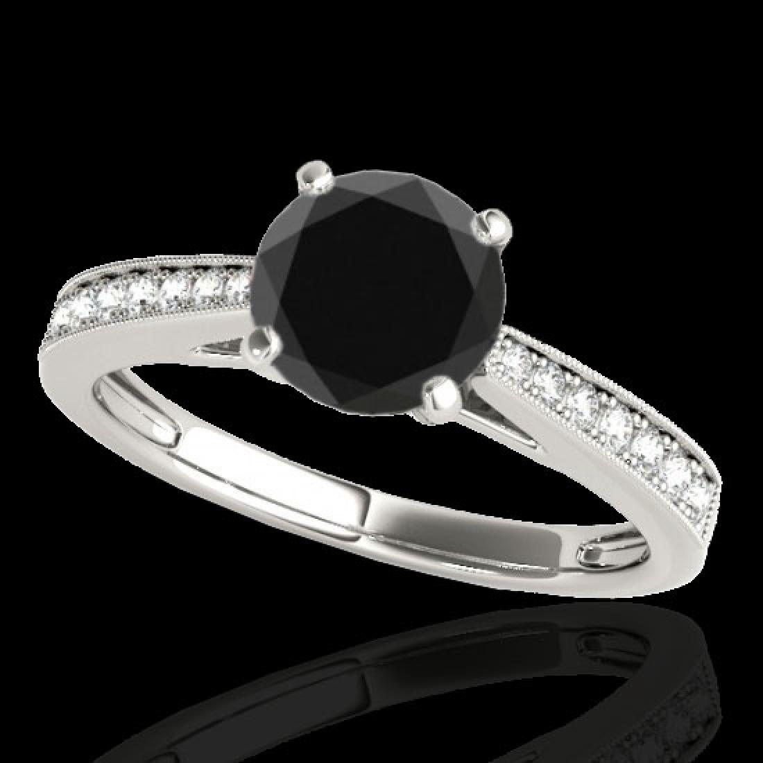 1.25 CTW Certified VS Black Diamond Solitaire Ring 10K: 35008 - REF-54R2K ---- 1.25 CTW Certified VS Black Diamond Solitaire Ring 10K White Gold ---- Luxury Designer Brand Ring Appraised at $3,250 Certificate Number US35008 10k White gold, Ring Size is 7, 