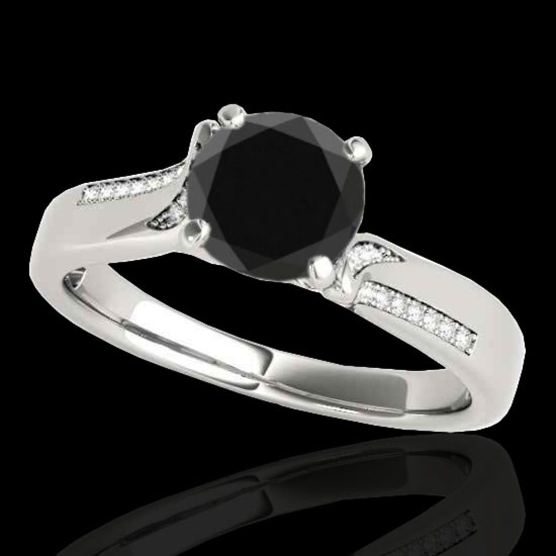 1.18 CTW Certified VS Black Diamond Solitaire Ring 10K: 35286 - REF-59W5H ---- 1.18 CTW Certified VS Black Diamond Solitaire Ring 10K White Gold ---- Luxury Designer Brand Ring Appraised at $3,600 Certificate Number US35286 10k White gold, Ring Size is 7, 