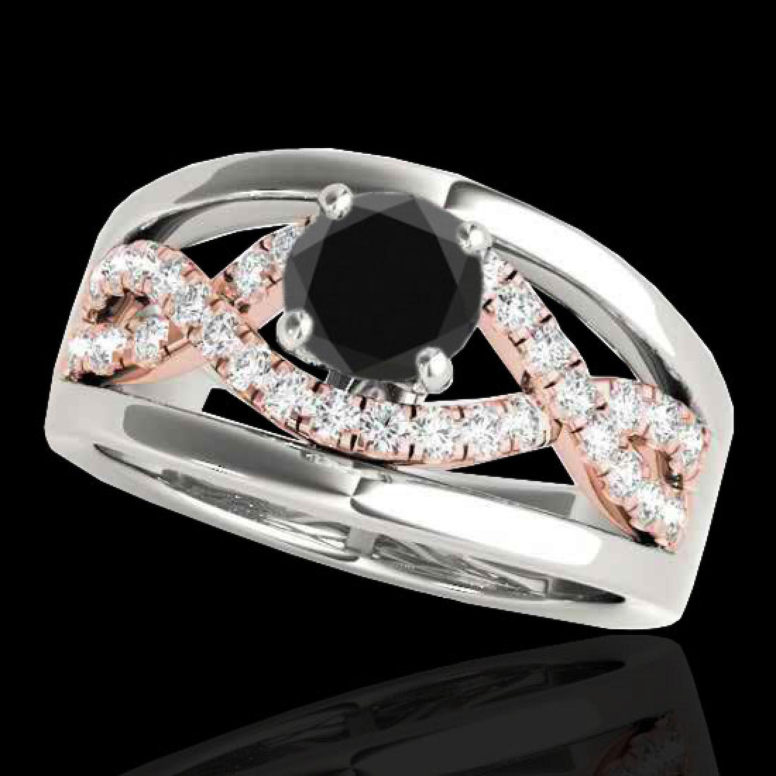 1.55 CTW Certified VS Black Diamond Solitaire Ring 10K: 35294 - REF-81W6H ---- 1.55 CTW Certified VS Black Diamond Solitaire Ring 10K White & Rose Gold ---- Luxury Designer Brand Ring Appraised at $4,950 Certificate Number US35294 10k White & Rose gold, Ri