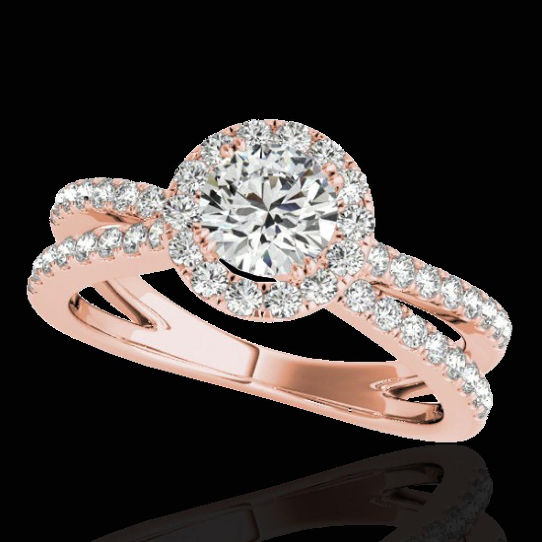 1.55 CTW H-SI/I Certified Diamond Solitaire Halo Ring: 33847 - REF-178A2V ---- 1.55 CTW H-SI/I Certified Diamond Solitaire Halo Ring 10K Rose Gold ---- Luxury Designer Brand Ring Appraised at $10,800 Certificate Number US33847 10k Rose gold, Ring Size is 
