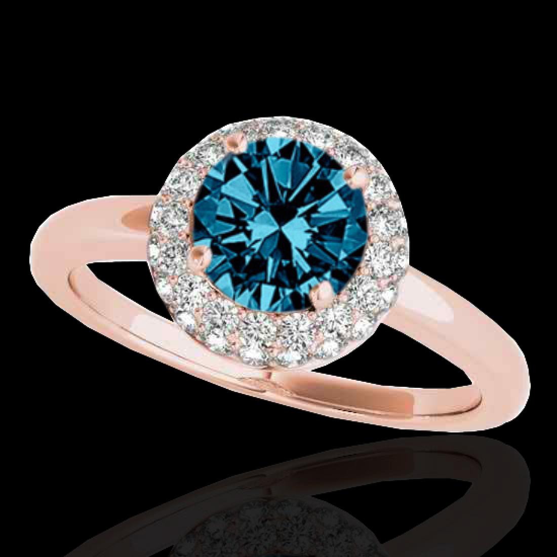 1.43 CTW SI Certified Fancy Blue Diamond Solitaire Halo: 33667 - REF-169N3A ---- 1.43 CTW SI Certified Fancy Blue Diamond Solitaire Halo Ring 10K Rose Gold ---- Luxury Designer Brand Ring Appraised at $10,250 Certificate Number US33667 10k Rose gold, Ring S