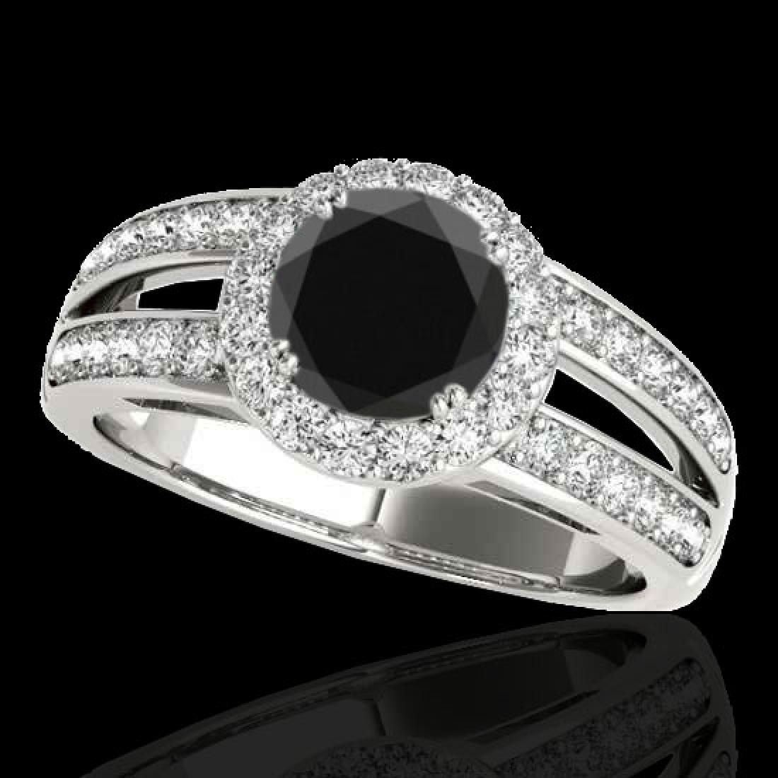 1.60 CTW Certified VS Black Diamond Solitaire Halo Ring: 34250 - REF-85A5V ---- 1.60 CTW Certified VS Black Diamond Solitaire Halo Ring 10K White Gold ---- Luxury Designer Brand Ring Appraised at $5,150 Certificate Number US34250 10k White gold, Ring Size i