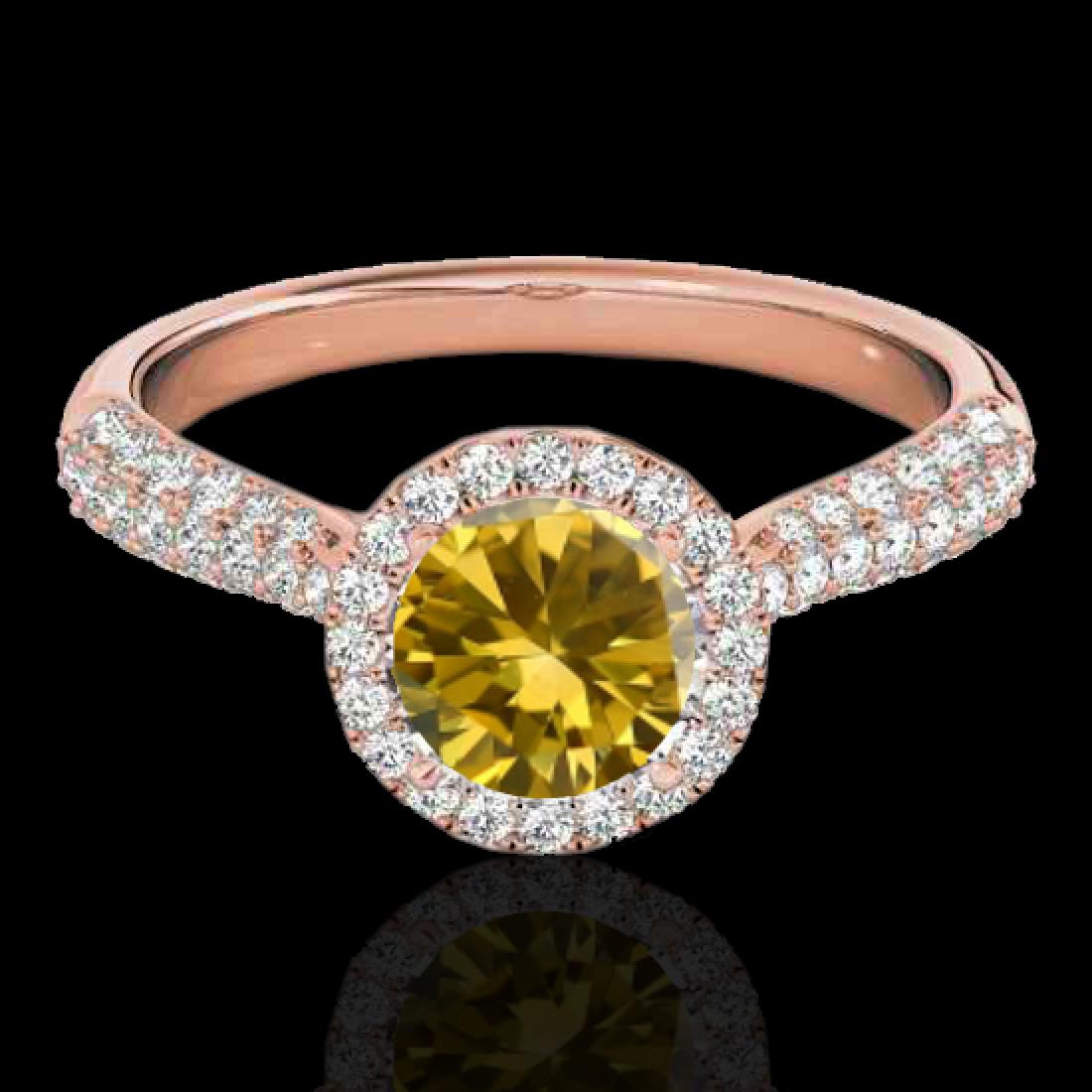 1.40 CTW Certified SI/I Fancy Intense Yellow Diamond: 33306 - REF-170M4F ---- 1.40 CTW Certified SI/I Fancy Intense Yellow Diamond Solitaire Halo Ring 10K Rose Gold ---- Luxury Designer Brand Ring Appraised at $11,250 Certificate Number US33306 10k Rose 