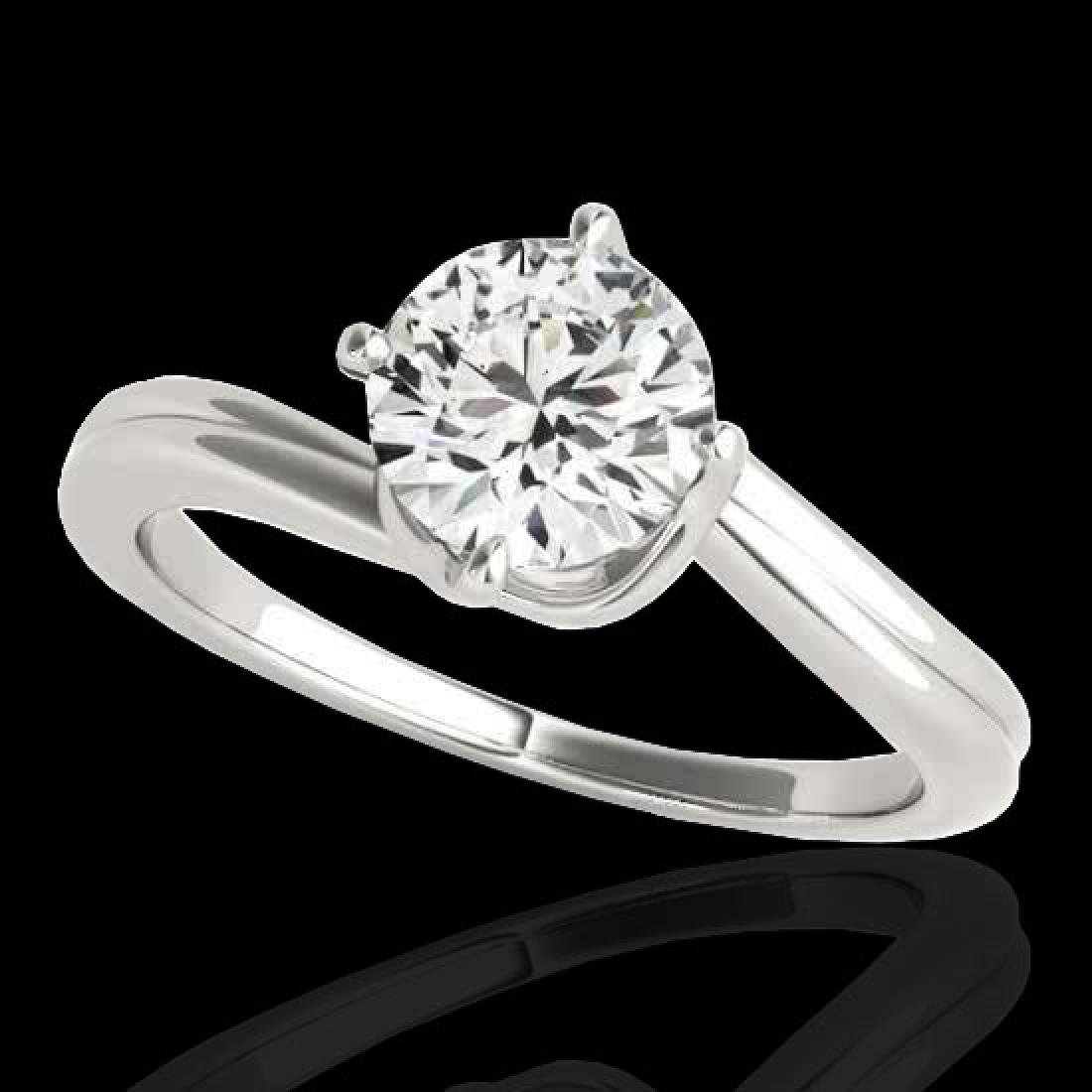 1 CTW H-SI/I Certified Diamond Bypass Solitaire Ring: 35032 - REF-141V3Y ---- 1 CTW H-SI/I Certified Diamond Bypass Solitaire Ring 10K White Gold ---- Luxury Designer Brand Ring Appraised at $7,750 Certificate Number US35032 10k White gold, Ring Size is 