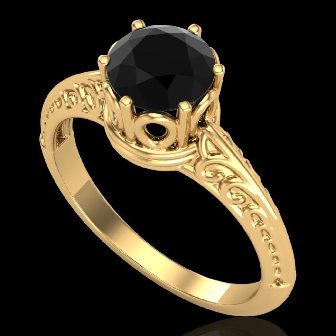 1 CTW Fancy Black Diamond Solitaire Engagement Art Deco: 38117 - REF-52K7W ---- 1 CTW Fancy Black Diamond Solitaire Engagement Art Deco Ring 18K Yellow Gold ---- Luxury Designer Brand Ring Appraised at $3,200 Certificate Number US38117 18k Yellow gold, Ring