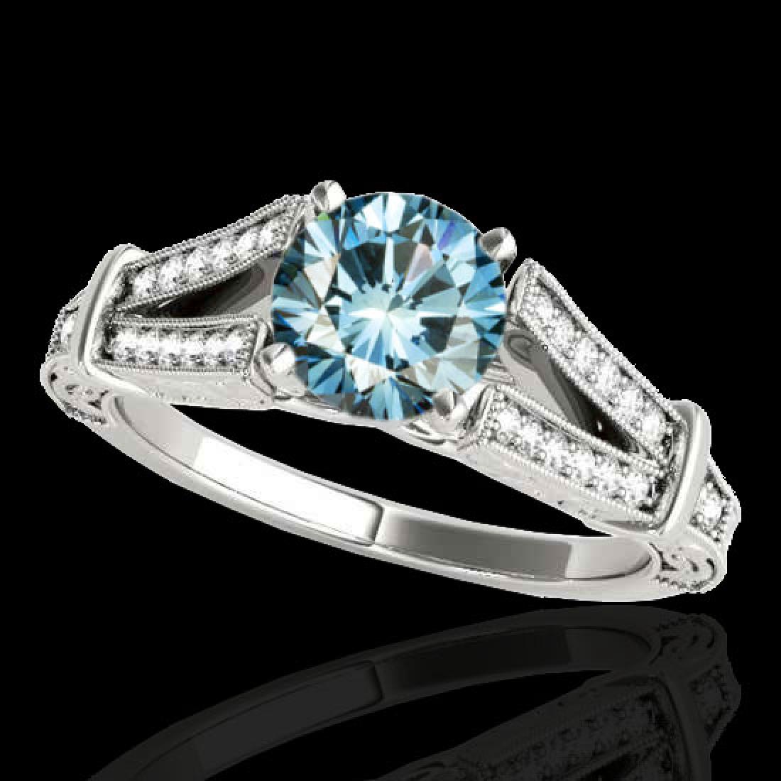 1.25 CTW SI Certified Blue Diamond Solitaire Antique: 34662 - REF-172V7Y ---- 1.25 CTW SI Certified Blue Diamond Solitaire Antique Ring 10K White Gold ---- Luxury Designer Brand Ring Appraised at $10,450 Certificate Number US34662 10k White gold, Ring Si