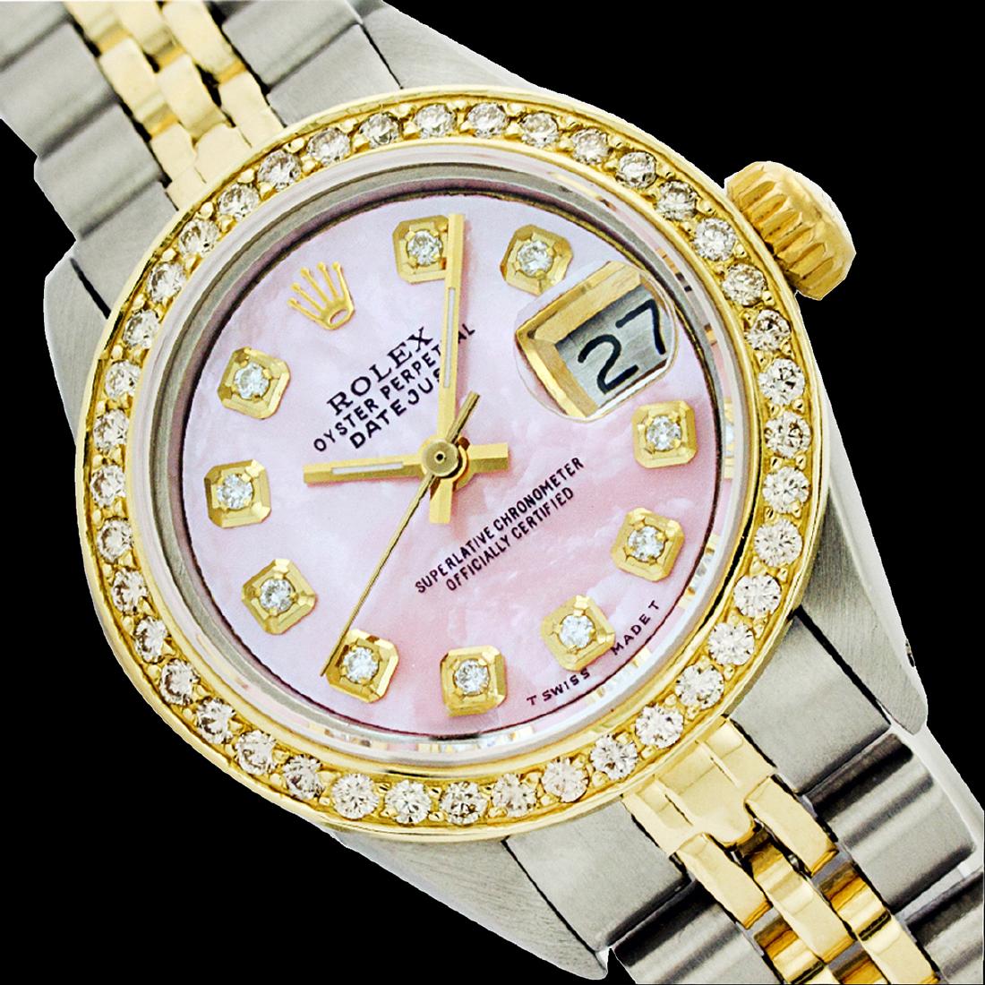 Rolex Ladies Two Tone 14K Gold/SS, Diamond Dial,: REF-434N7A ---- Rolex Ladies Two Tone 14K Gold/ss, Diamond Dial, Diam/Ruby Bezel, Sapphire CrystalThis watch is in Excellent Condition.Newly serviced & Polished to Factory specifications. Prepetual, S