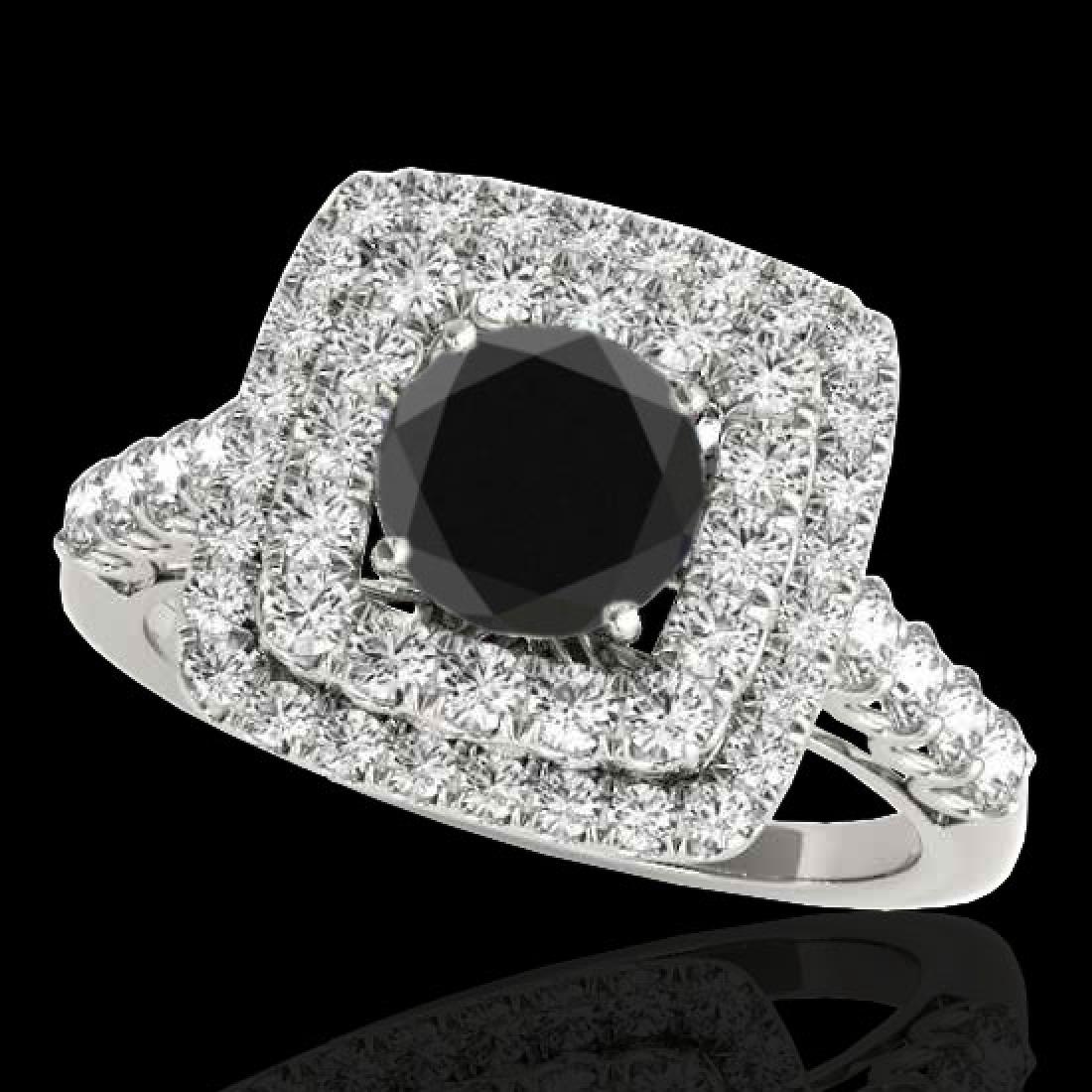 2.05 CTW Certified VS Black Diamond Solitaire Halo Ring: REF-114K2W - 901895 ---- 2.05 CTW Certified VS Black Diamond Solitaire Halo Ring 10K White Gold ---- Luxury Designer Brand Ring Appraised at $6,900 Certificate Number US34588 10k White gold, Ring Size