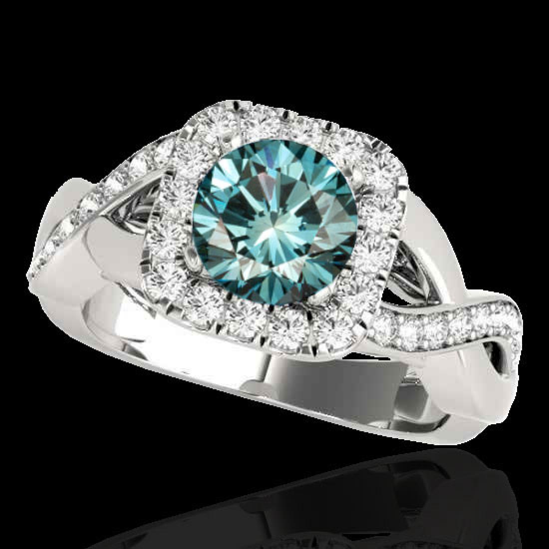 2 CTW Si Certified Fancy Blue Diamond Solitaire Halo: REF-290M9H - 901895 ---- 2 CTW Si Certified Fancy Blue Diamond Solitaire Halo Ring 10K White Gold ---- Luxury Designer Brand Ring Appraised at $19,200 Certificate Number US33321 10k White gold, Ring S