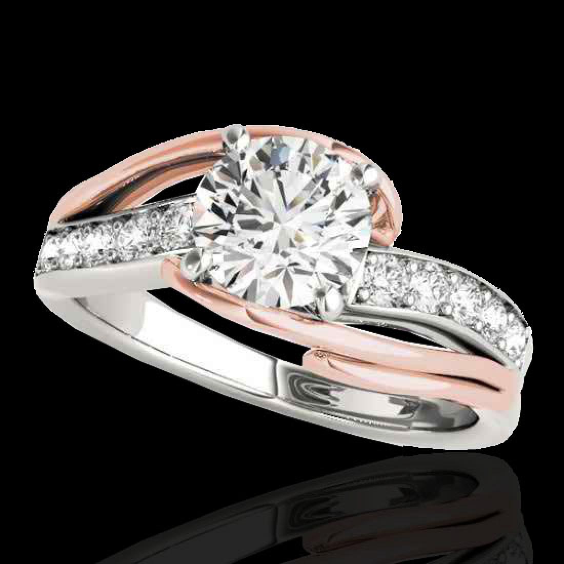 1.25 CTW H-SI/I Certified Diamond Bypass Solitaire Ring: REF-176K4W - 901895 ---- 1.25 CTW H-SI/I Certified Diamond Bypass Solitaire Ring 10K White & Rose Gold ---- Luxury Designer Brand Ring Appraised at $10,650 Certificate Number US35121 10k White & Rose 