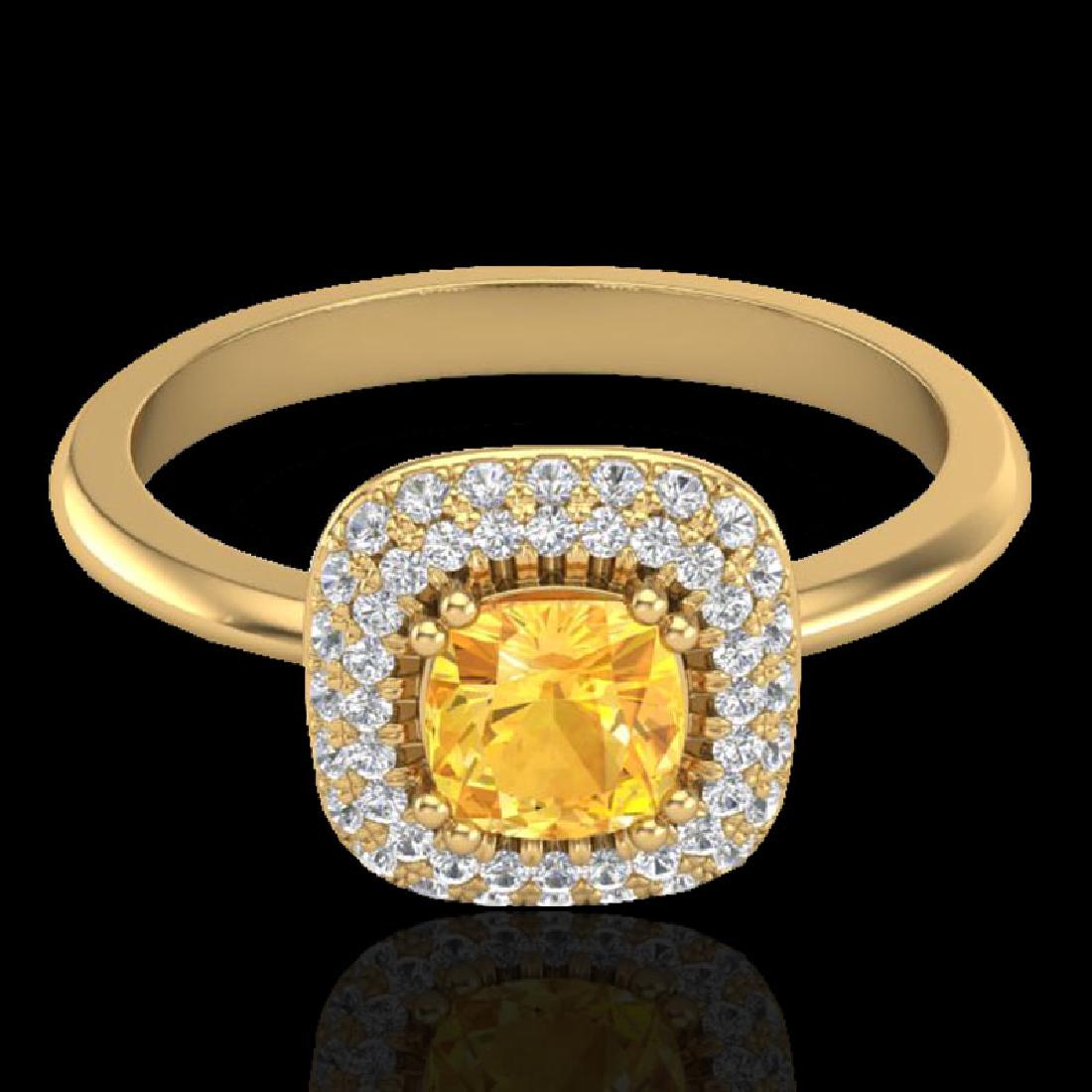 1.16 CTW Citrine & Micro VS/SI Diamond Ring Solitaire: REF-72W9F -21027 ---- 1.16 CTW Citrine & Micro VS/SI Diamond Ring Solitaire Double Halo 18K Yellow Gold ---- Luxury Designer Brand Ring Appraised at $4,800 Certificate Number US21027 18k Yellow gold, 