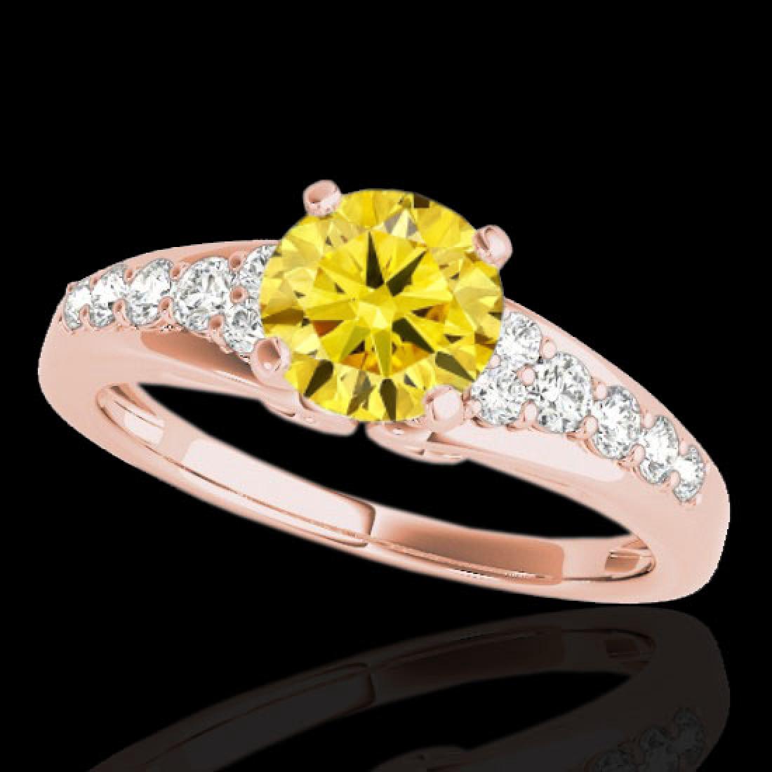 1.4 CTW Certified SI/I Fancy Intense Yellow Diamond: REF-218X2T -35004 ---- 1.4 CTW Certified Si/I Fancy Intense Yellow Diamond Solitaire Ring 10K Rose Gold ---- Luxury Designer Brand Ring Appraised at $14,400 Certificate Number US35004 10k Rose gold, R