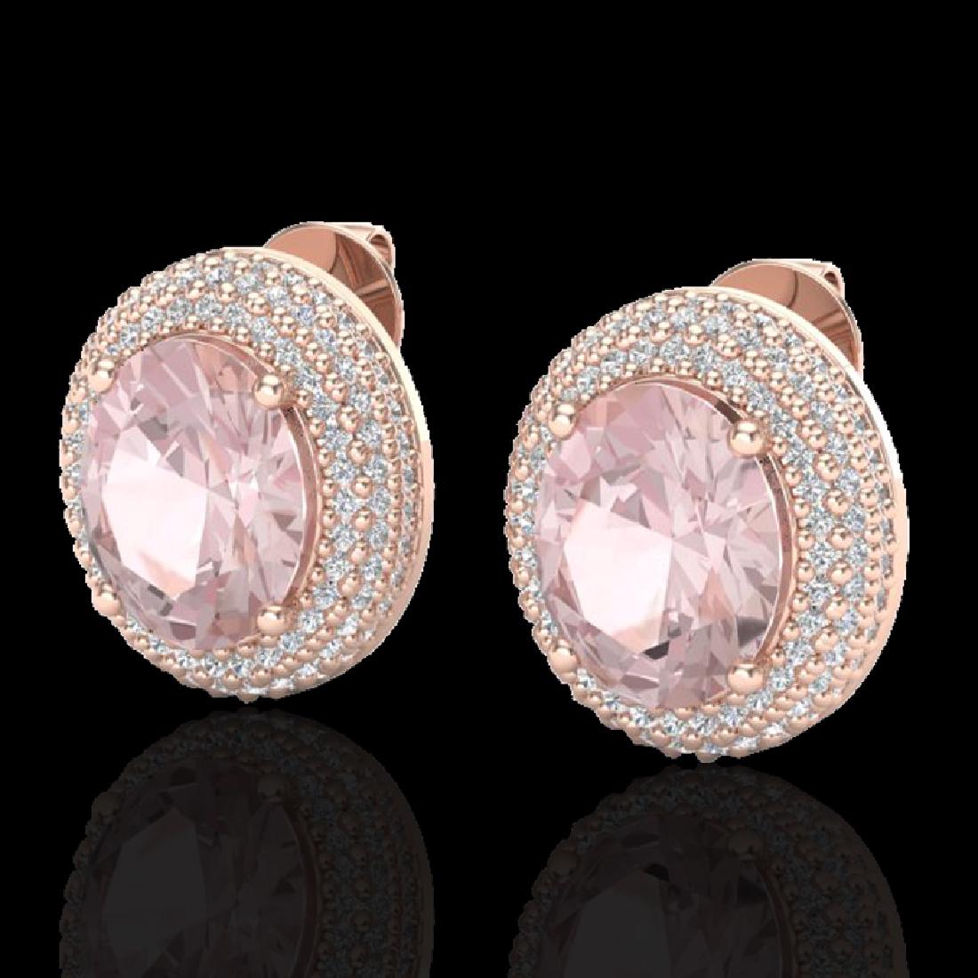 9 CTW Morganite & Micro Pave VS/SI Diamond Earrings 14K: REF-273X5T -20228 ---- 9 CTW Morganite & Micro Pave VS/SI Diamond Earrings 14K Rose Gold ---- Luxury Designer Brand Earring Appraised at $19,550 Certificate Number US20228 14k Rose gold, Earring Size 
