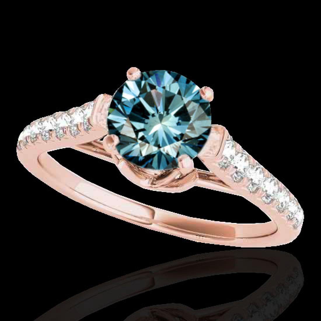 1.46 CTW SI Certified Fancy Blue Diamond Solitaire Ring: REF-163F6N -34967 ---- 1.46 CTW Si Certified Fancy Blue Diamond Solitaire Ring 10K Rose Gold ---- Luxury Designer Brand Ring Appraised at $9,900 Certificate Number US34967 10k Rose gold, Ring Size is 