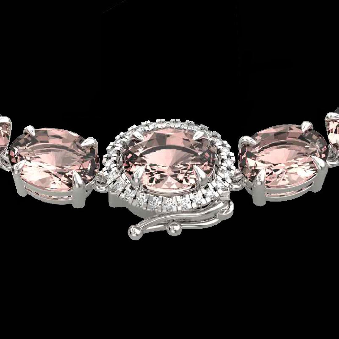 42.25 CTW Morganite & VS/SI Diamond Eternity Micro Halo: REF-490X9T -40274 ---- 42.25 CTW Morganite & VS/SI Diamond Eternity Micro Halo Necklace 14K White Gold ---- Luxury Designer Brand Necklace Appraised at $35,100 Certificate Number US40274 14k White gol