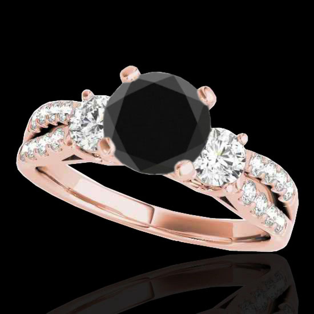 1.5 CTW Certified VS Black Diamond 3 Stone Solitaire: REF-69A3X -35407 ---- 1.5 CTW Certified VS Black Diamond 3 Stone Solitaire Ring 10K Rose Gold ---- Luxury Designer Brand Ring Appraised at $4,200 Certificate Number US35407 10k Rose gold, Ring Size is