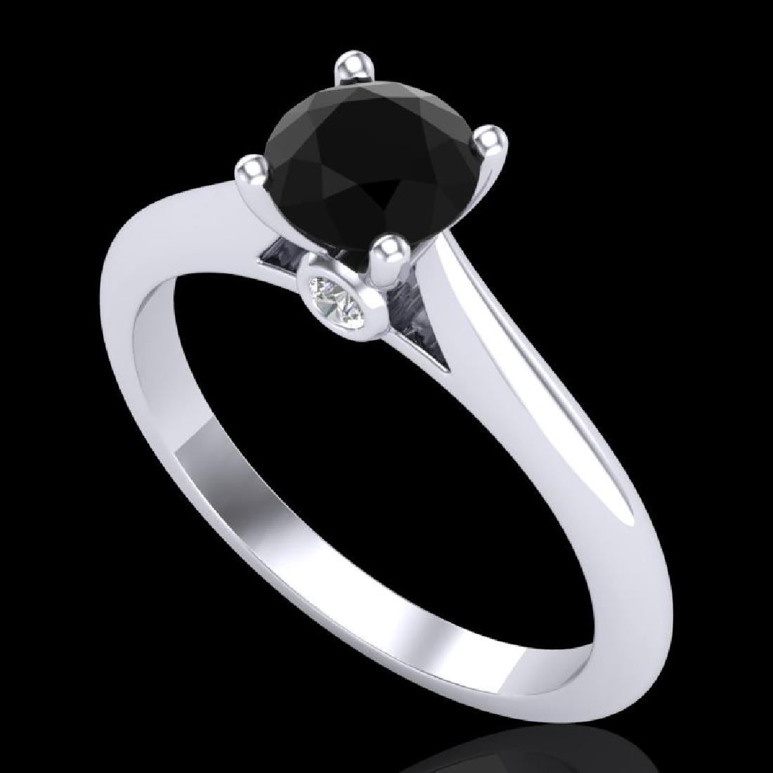 0.83 CTW Fancy Black Diamond Solitaire Engagement Art: REF-69T3M -38192 ---- 0.83 CTW Fancy Black Diamond Solitaire Engagement Art Deco Ring 18K White Gold ---- Luxury Designer Brand Ring Appraised at $4,200 Certificate Number US38192 18k White gold, Ring
