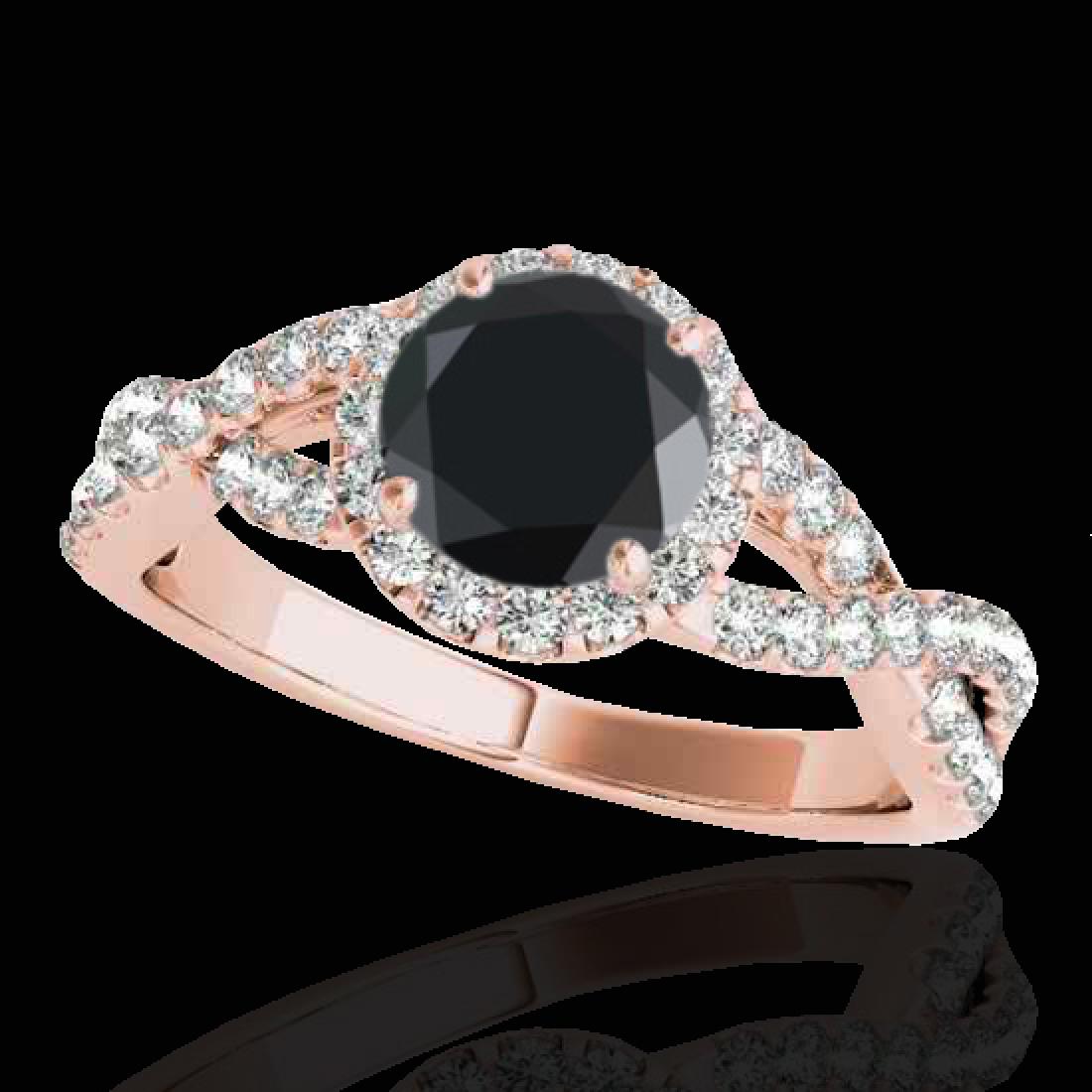 1.54 CTW Certified VS Black Diamond Solitaire Halo Ring: REF-72H2A -33791 ---- 1.54 CTW Certified VS Black Diamond Solitaire Halo Ring 10K Rose Gold ---- Luxury Designer Brand Ring Appraised at $4,350 Certificate Number US33791 10k Rose gold, Ring Size is 7