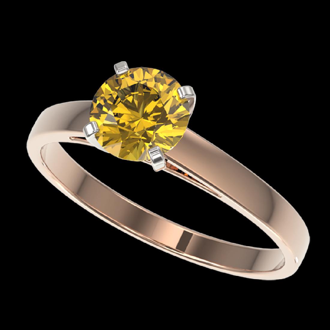 1 CTW Certified Intense Yellow SI Diamond Solitaire: REF-199M5H -32990 ---- 1 CTW Certified Intense Yellow SI Diamond Solitaire Engagement Ring 10K Rose Gold ---- Luxury Designer Brand Ring Appraised at $14,650 Certificate Number US32990 10k Rose gold, 