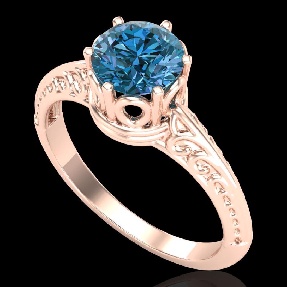 1 CTW Intense Blue Diamond Solitaire Engagement Art: REF-180A2X -38119 ---- 1 CTW Intense Blue Diamond Solitaire Engagement Art Deco Ring 18K Rose Gold ---- Luxury Designer Brand Ring Appraised at $10,900 Certificate Number US38119 18k Rose gold, Ring S