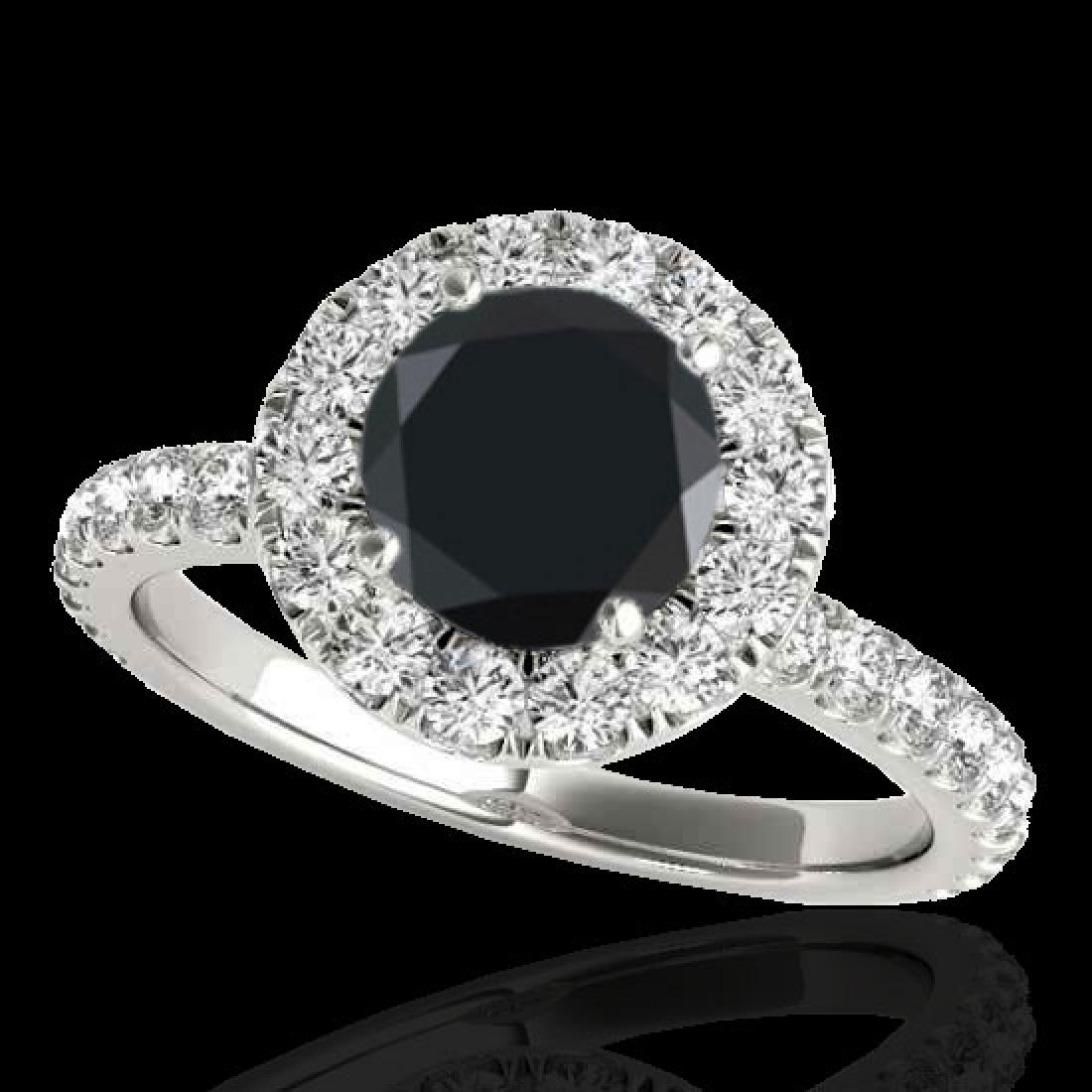 2 CTW Certified VS Black Diamond Solitaire Halo Ring: REF-87F5N -33448 ---- 2 CTW Certified VS Black Diamond Solitaire Halo Ring 10K White Gold ---- Luxury Designer Brand Ring Appraised at $5,300 Certificate Number US33448 10k White gold, Ring Size is 7,