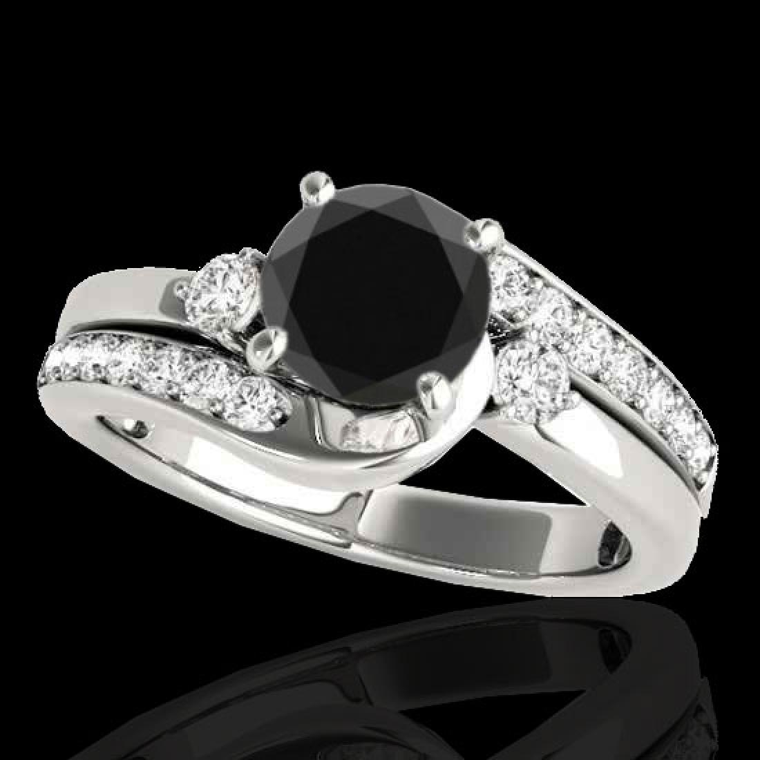 2 CTW Certified VS Black Diamond Bypass Solitaire Ring: REF-89K3W -35102 ---- 2 CTW Certified VS Black Diamond Bypass Solitaire Ring 10K White Gold ---- Luxury Designer Brand Ring Appraised at $5,400 Certificate Number US35102 10k White gold, Ring Size is 