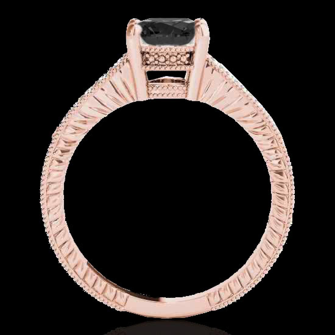 1.2 CTW Certified VS Black Diamond Solitaire Antique: REF-53M6H -34751 ---- 1.2 CTW Certified VS Black Diamond Solitaire Antique Ring 10K Rose Gold ---- Luxury Designer Brand Ring Appraised at $3,250 Certificate Number US34751 10k Rose gold, Ring Size is