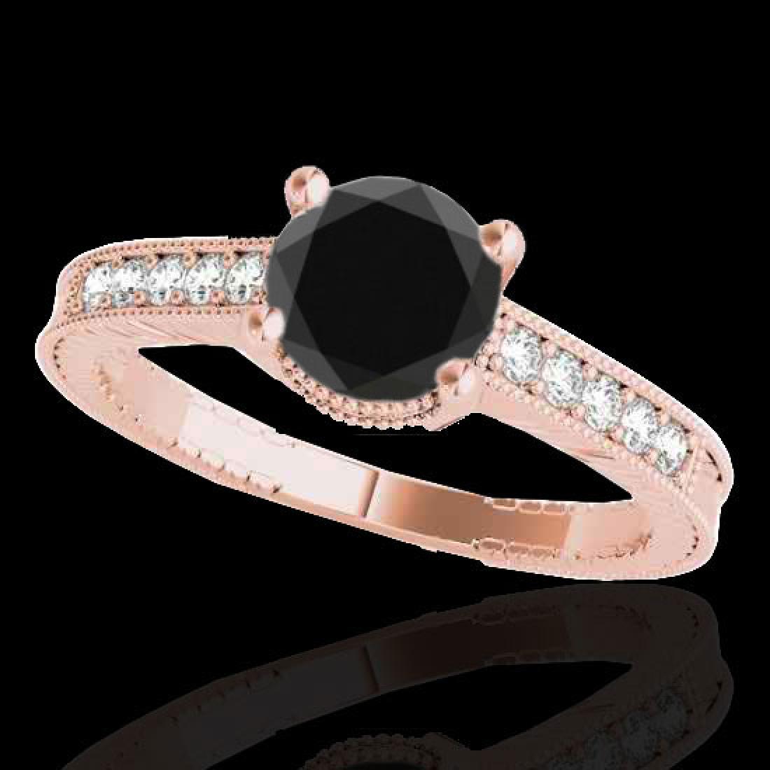 1.75 CTW Certified VS Black Diamond Solitaire Antique: REF-66K2W -34769 ---- 1.75 CTW Certified VS Black Diamond Solitaire Antique Ring 10K Rose Gold ---- Luxury Designer Brand Ring Appraised at $4,000 Certificate Number US34769 10k Rose gold, Ring Size i
