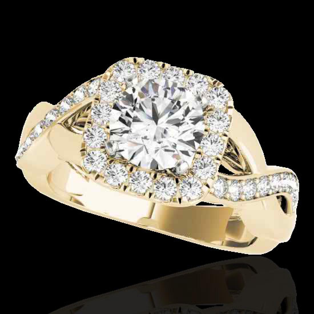 2 CTW H-SI/I Certified Diamond Solitaire Halo Ring 10K: REF-345Y5K -33318 ---- 2 CTW H-SI/I Certified Diamond Solitaire Halo Ring 10K Yellow Gold ---- Luxury Designer Brand Ring Appraised at $20,900 Certificate Number US33318 10k Yellow gold, Ring Size is 