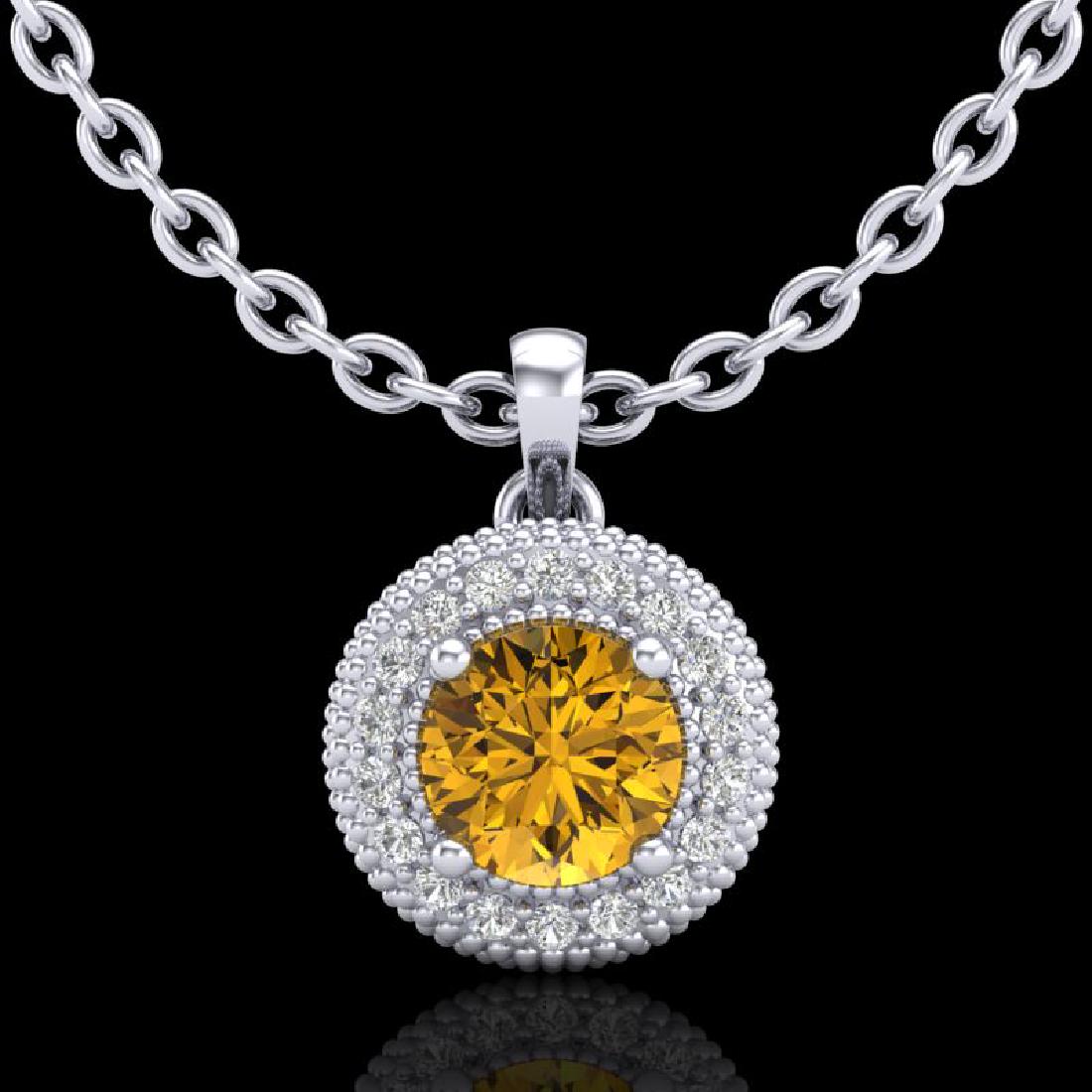 1 CTW Intense Fancy Yellow Diamond Solitaire Art Deco: REF-138N2Y -37665 ---- 1 CTW Intense Fancy Yellow Diamond Solitaire Art Deco Necklace 18K White Gold ---- Luxury Designer Brand NECKLACE Appraised at $9,100 Certificate Number US37665 18k White gold, 
