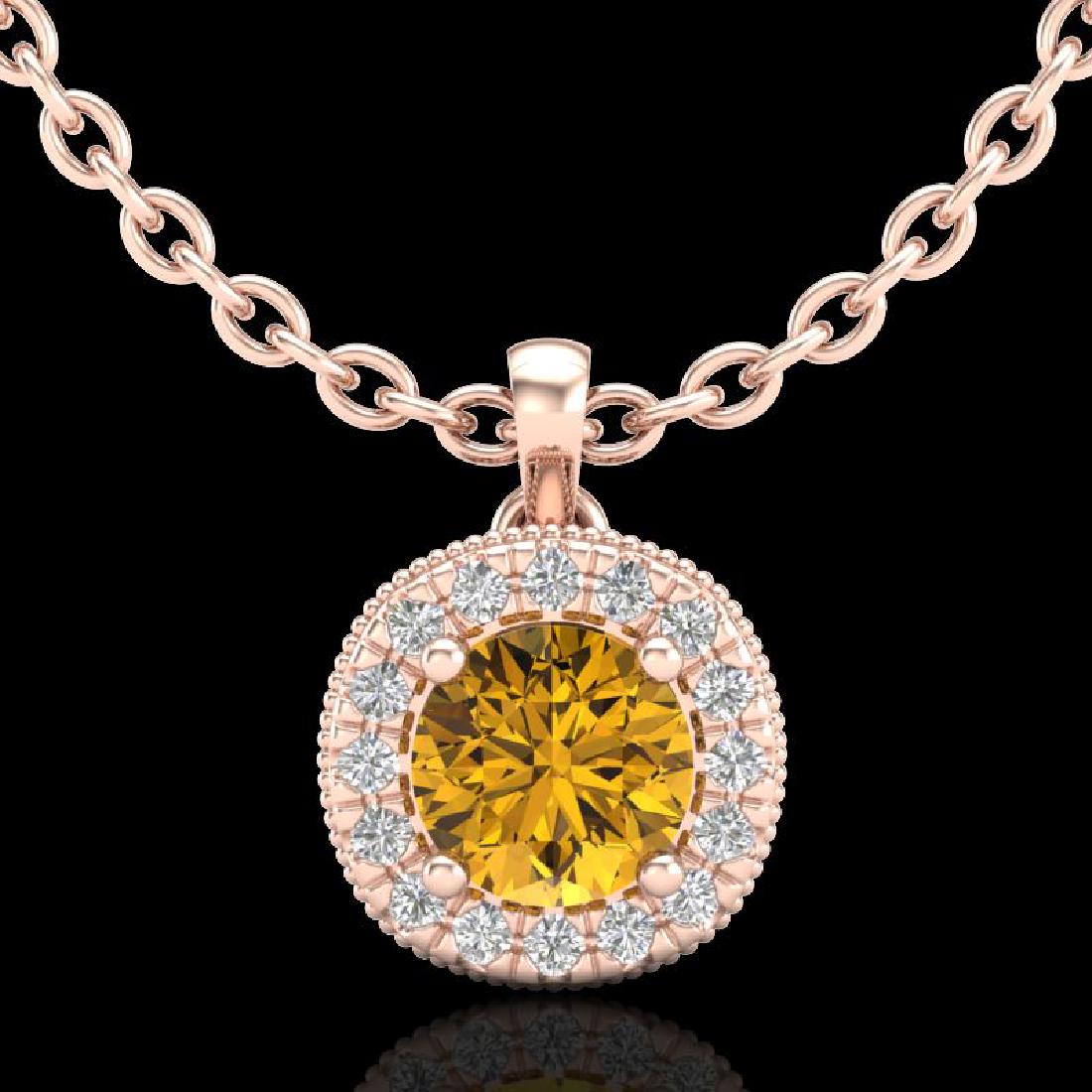 1.1 CTW Intense Fancy Yellow Diamond Art Deco Stud: REF-167K6W -38002 ---- 1.1 CTW Intense Fancy Yellow Diamond Art Deco Stud Necklace 18K Rose Gold ---- Luxury Designer Brand NECKLACE Appraised at $10,150 Certificate Number US38002 18k Rose gold, NECK