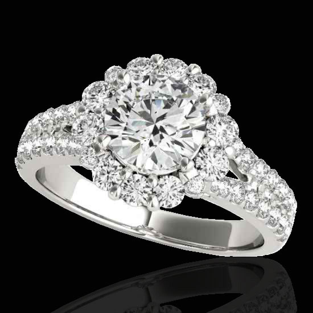 2.51 CTW H-SI/I Certified Diamond Solitaire Halo Ring: REF-384T2M -33940 ---- 2.51 CTW H-SI/I Certified Diamond Solitaire Halo Ring 10K White Gold ---- Luxury Designer Brand Ring Appraised at $21,100 Certificate Number US33940 10k White gold, Ring Size is