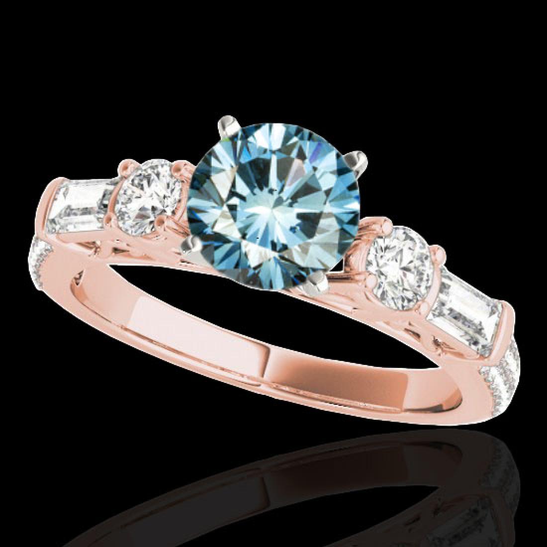 2 CTW SI Certified Fancy Blue Diamond Pave Solitaire: REF-221A8X -35477 ---- 2 CTW Si Certified Fancy Blue Diamond Pave Solitaire Ring 10K Rose Gold ---- Luxury Designer Brand Ring Appraised at $14,650 Certificate Number US35477 10k Rose gold, Ring Size 