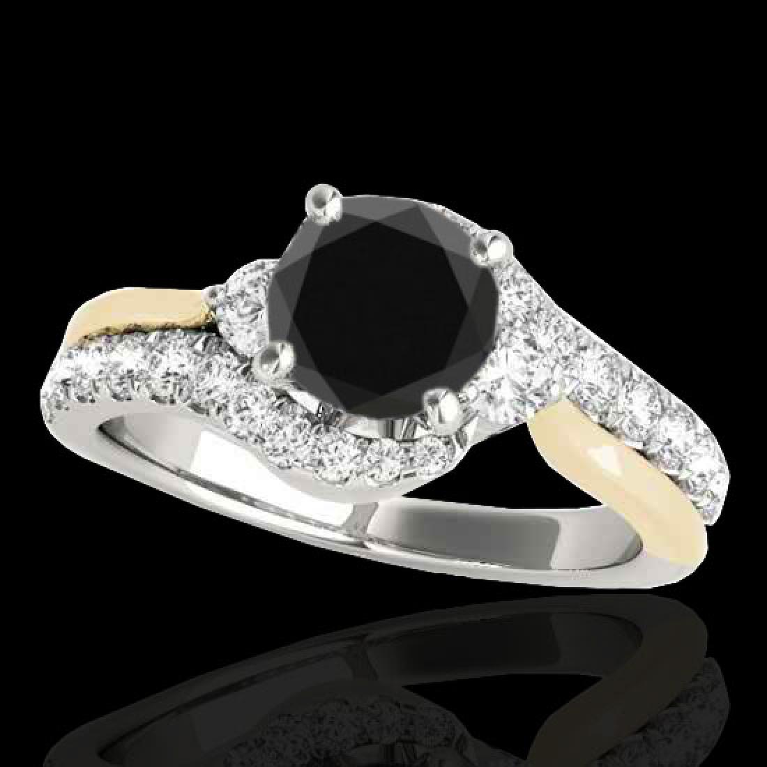 1.6 CTW Certified VS Black Diamond Bypass Solitaire: REF-77A6X -35114 ---- 1.6 CTW Certified VS Black Diamond Bypass Solitaire Ring 10K White & Yellow Gold ---- Luxury Designer Brand Ring Appraised at $4,700 Certificate Number US35114 10k White & Yellow