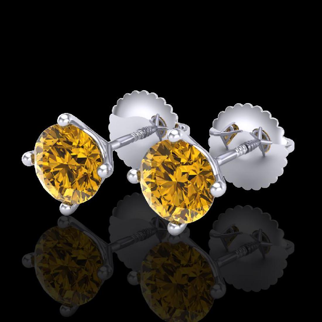 1.5 CTW Intense Fancy Yellow Diamond Art Deco Stud: REF-141X8T -38239 ---- 1.5 CTW Intense Fancy Yellow Diamond Art Deco Stud Earrings 18K White Gold ---- Luxury Designer Brand Earring Appraised at $9,350 Certificate Number US38239 18k White gold, Earr