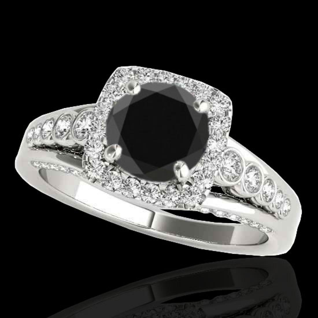 1.75 CTW Certified VS Black Diamond Solitaire Halo Ring: REF-97F8N -34313 ---- 1.75 CTW Certified VS Black Diamond Solitaire Halo Ring 10K White Gold ---- Luxury Designer Brand Ring Appraised at $6,450 Certificate Number US34313 10k White gold, Ring Size is