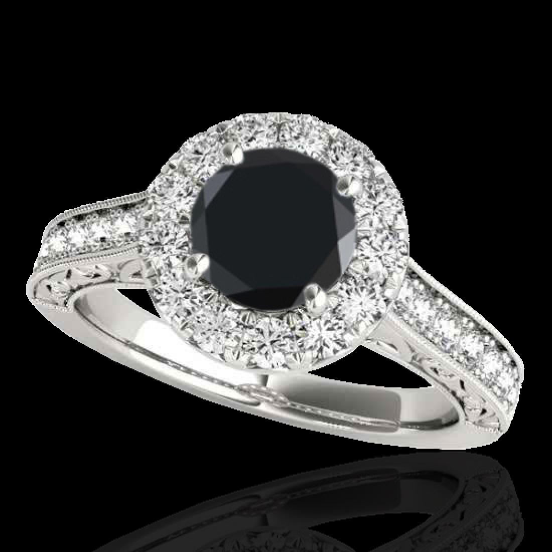 1.7 CTW Certified VS Black Diamond Solitaire Halo Ring: REF-84W4F -33727 ---- 1.7 CTW Certified VS Black Diamond Solitaire Halo Ring 10K White Gold ---- Luxury Designer Brand Ring Appraised at $5,100 Certificate Number US33727 10k White gold, Ring Size is 